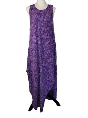 Hula Hula Hawaii Purple & Blue Floral Maxi Dress High Cut Sides & Pockets O/S